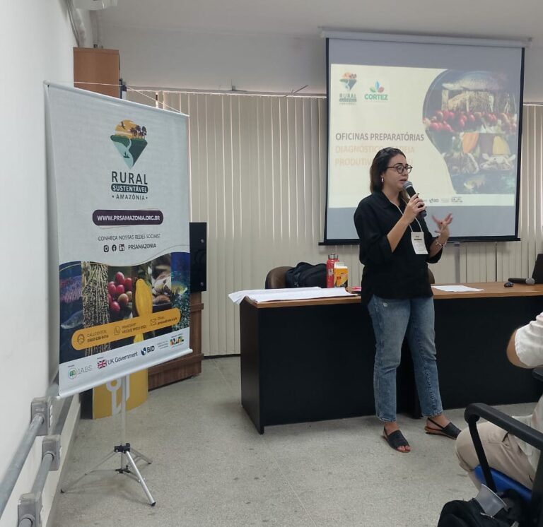 Alexsandra Soares, Coordenadora Operacional do Projeto, começando as apresentações juntos aos atores de mercado e do terceiro setor